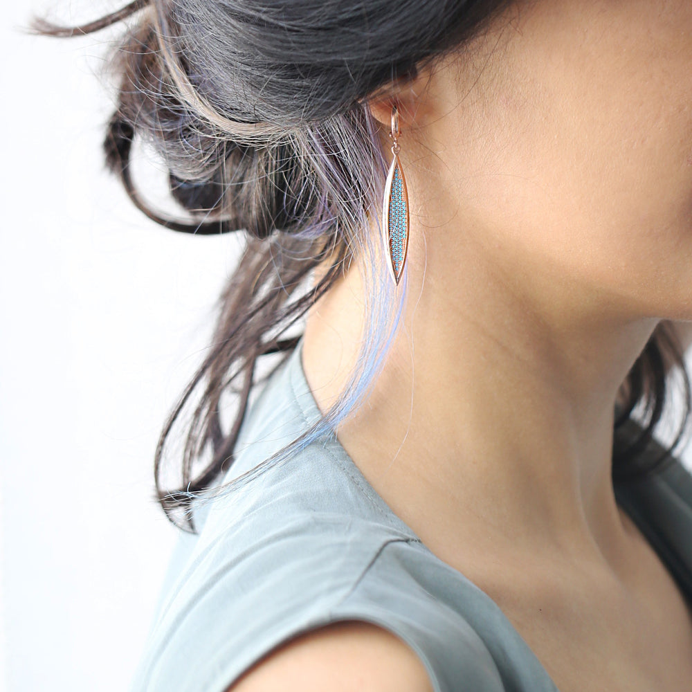 Turquoise Marquise Long Earrings