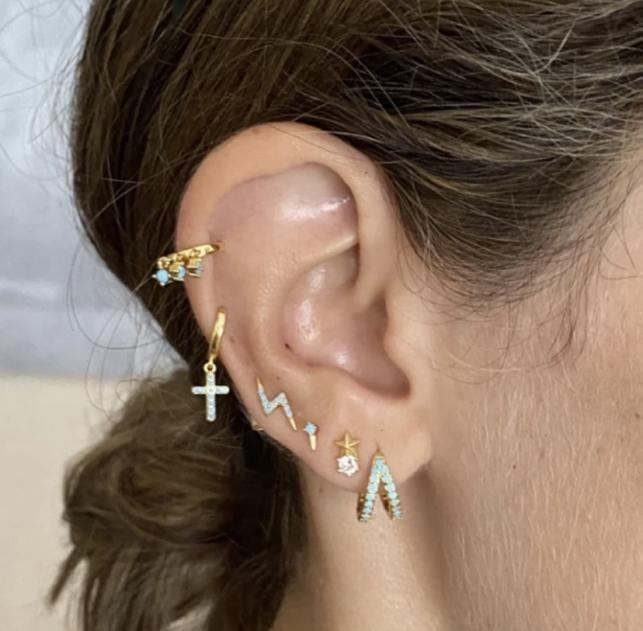 • Hand Faceted Turquoise Crystal • 14k Gold Vermeil • Made in Canada