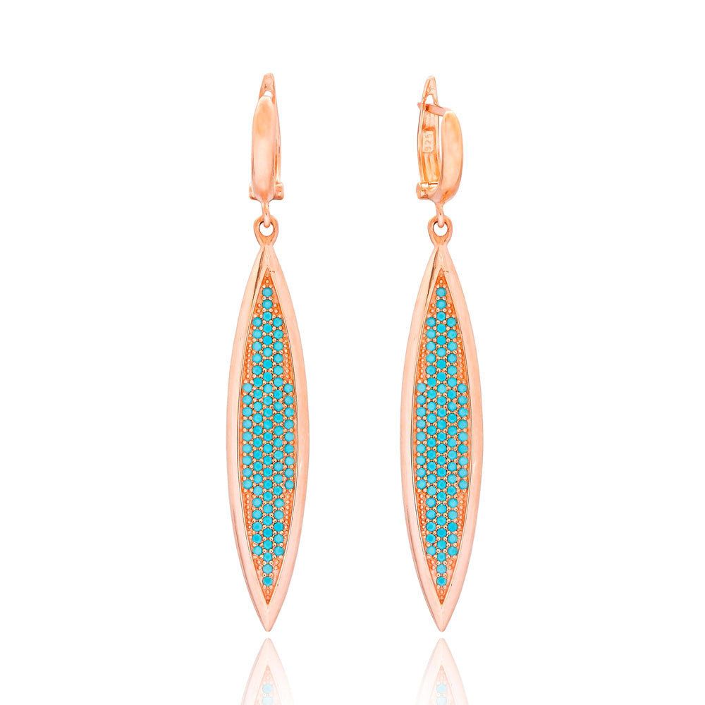 Turquoise Marquise Long Earrings