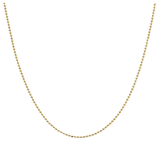 • Handmade in Canada • Metal: Solid 14 kt gold filled • Chain Width: 2.0 mm. • Length: 16” with 2” extender = 18” Meet the newest member of your jewelry essentials with Simply Sublime’s Baby Beaded Chain Necklace, featuring a slim 14K gold filled chain adorned in petite bead accents. If you're looking to add a little bit of texture to your everyday you’ve found the perfect chain for any occasion. Wear it on it’s own or add a charm. It’s totally up to you!