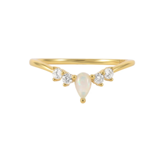 V Shape Opal Stackable Ring