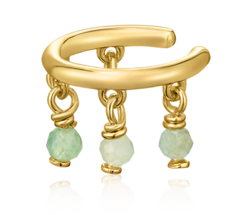 Gold Plated Jade Cuff Earrings